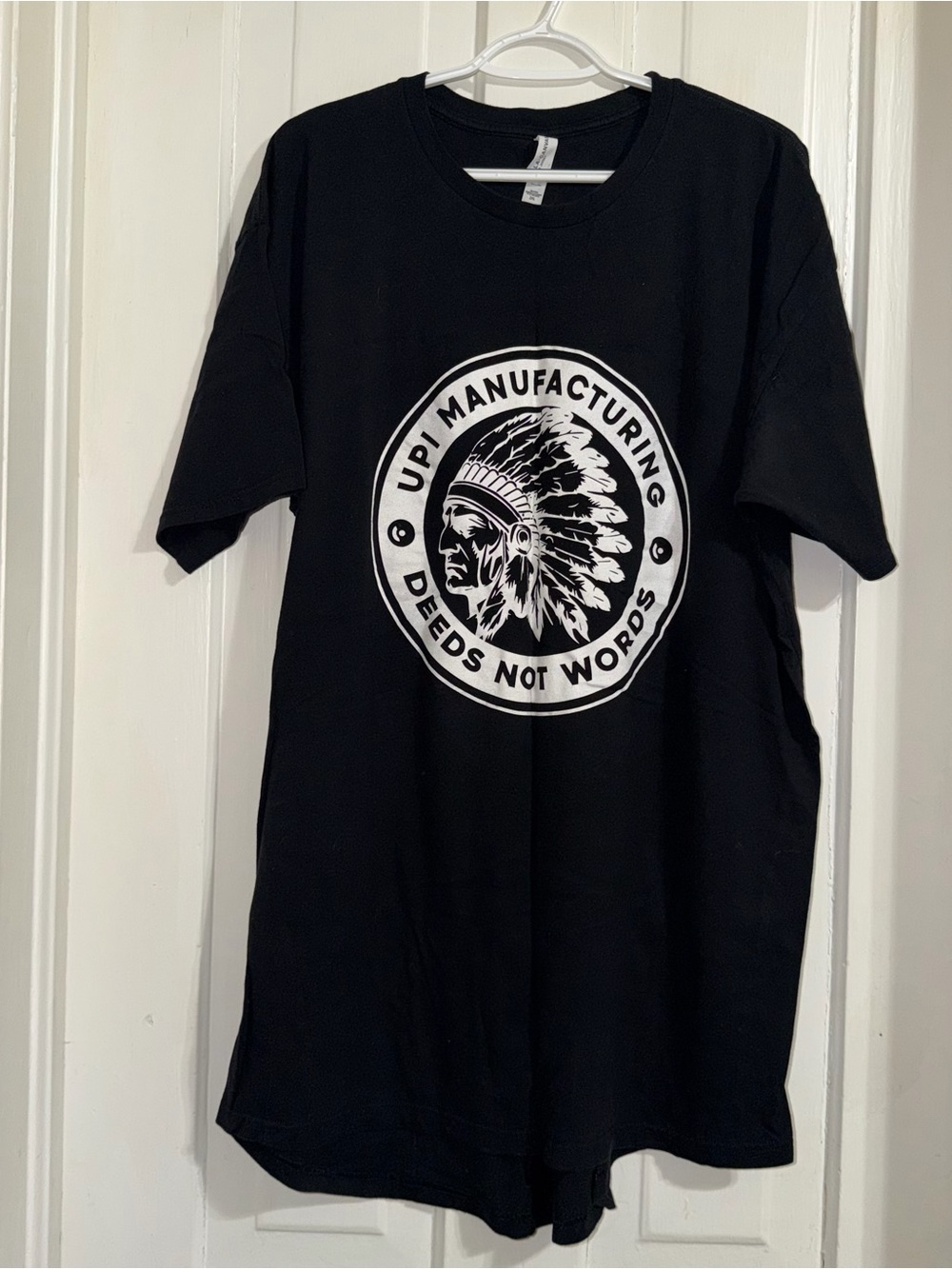 Men's 2X shirt top Black Graphic Tee - Deeds Not Words Indian tribal
